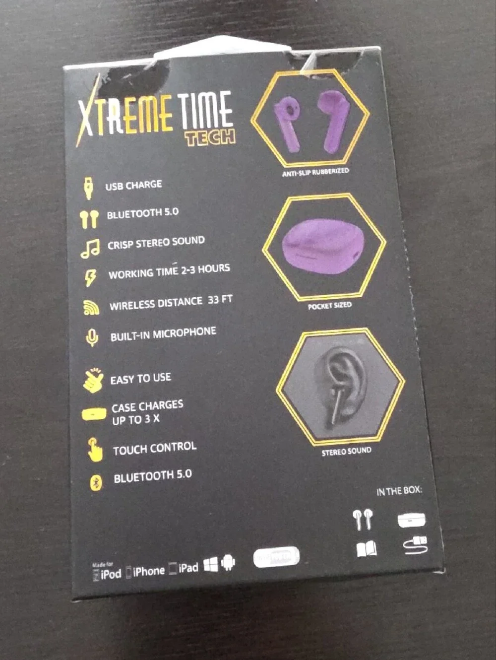 Purple Wireless Earbuds with Portable Charging Case